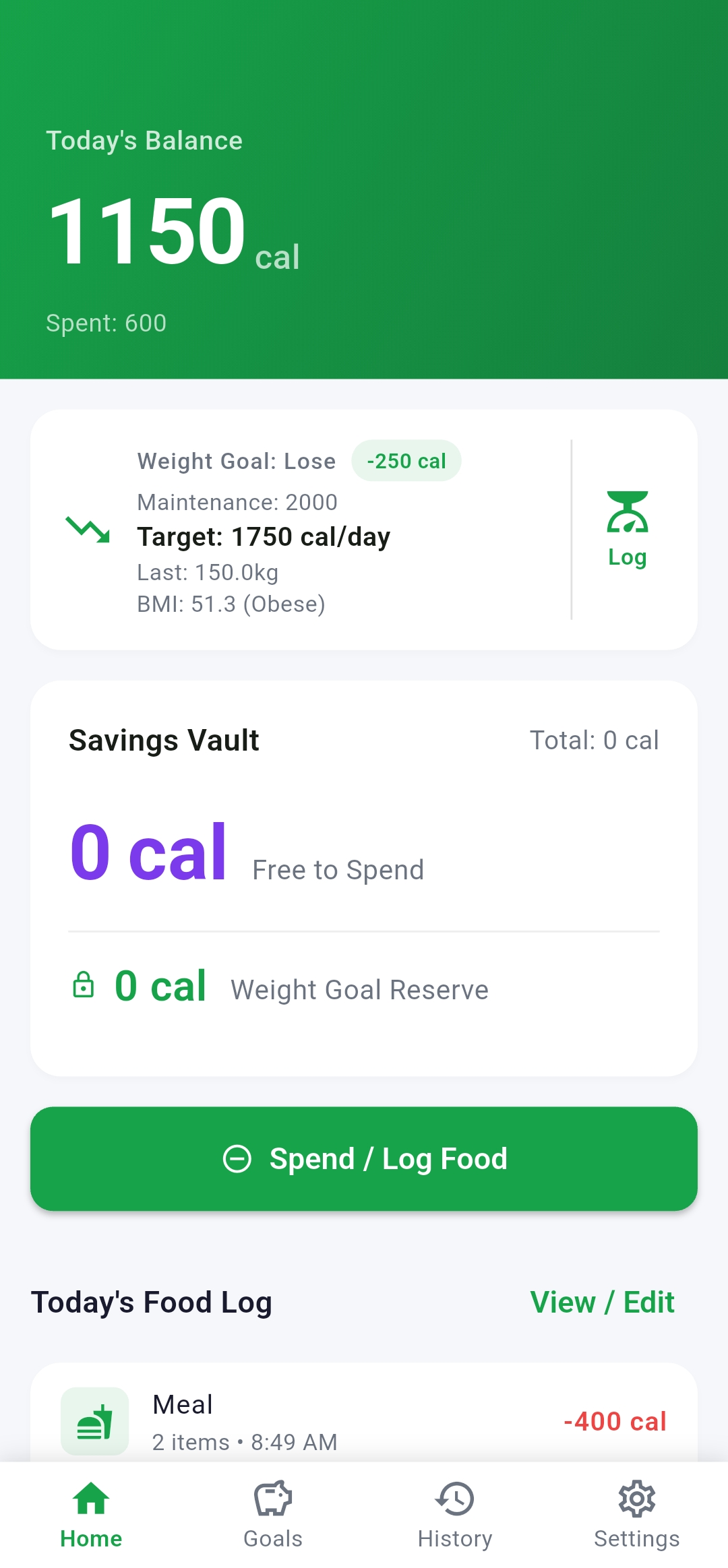 Calorie Reserve screenshot